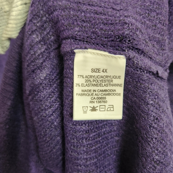 Penningtons Purple Cowl Neck Long Sleeve Soft Fuzzy Tunic Sweater Plus Size 4X - Picture 6 of 9